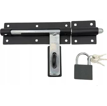 Visací zámek Závora brány 270 mm na visací zámek, ČERNÁ západka pro dveře a branky