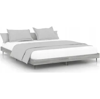 Postel Rám postele 203 x 163 x 20 cm, šedý dub sonoma, kovové nohy