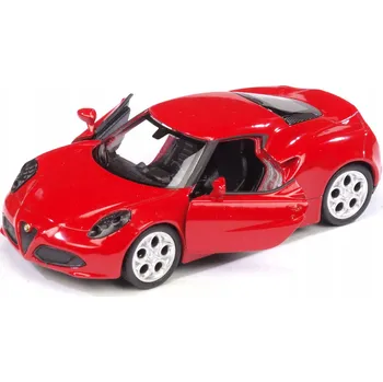 autíčko WELLY ALFA ROMEO 4C ČERVENÁ 1:34 NOVÝ KOVOVÝ MODEL 43676