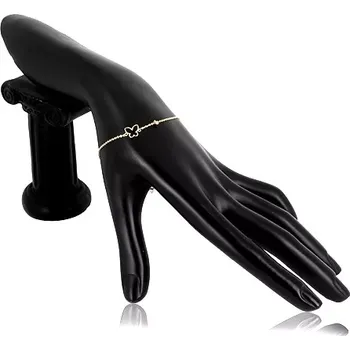 Náramek Náramek ze žlutého 14K zlata - černý glazovaný motýl a čirý kulatý zirkonek