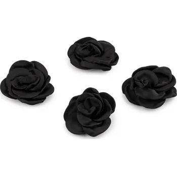 Saténový květ růže k našití a nalepení Ø5; 6 cm Varianta: 9 (Ø6 cm) černá, Balení: 4 ks