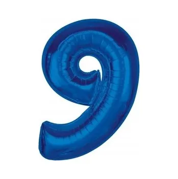 Balónek Fóliový balónek Smart, číslice 9, modrý, 92 cm AA