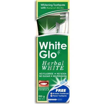 zubní pasta Zubní pasta White Glo bylinná bělící 100 ml + kartáček
