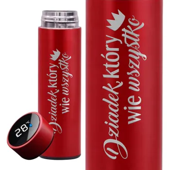 Termoska Termoska Červený LED Displej Den Dědečků Dědeček, Který Ví Všechno