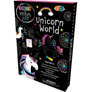 kreativní sada KREATIVNÍ ŠKRABACÍ OBRÁZKY JEDNOROŽCI SPIRÁLOVÉ UMĚNÍ