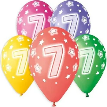 Balónek Balónky s potiskem Godan číslice 7 33 cm 5 kusů