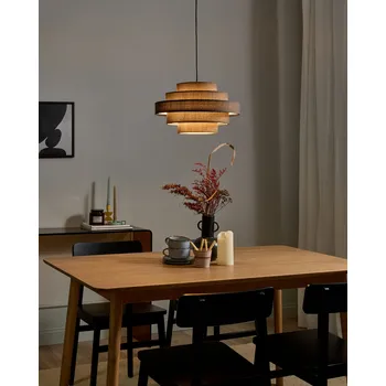 Osvětlení Stropní závěsná lampa hnědá plátěné stínidlo moderní design světlo obývací pokoj Beliani