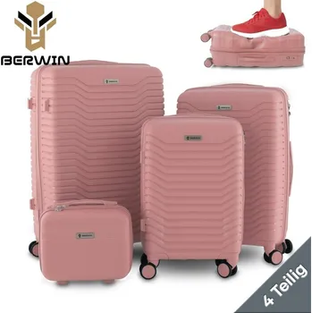 Sada 4 cestovních kufrů s beautycase - skořepinové, kolečka 360° TSA M19791