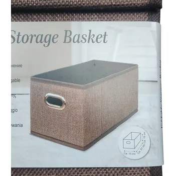 Úložný box Textilní organizér Krabička koš do Skříň šatny prostorný 31 x 15 cm hnědý