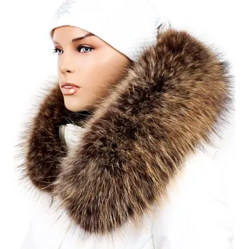 Sikora Kožešinový lem na kapuci - límec mývalovec snowtop melír hnědo - béžový M 33/5 (75 cm)