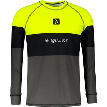 Pánské funkční termo triko s dlouhým rukávem premium ALTISPORT VOJ/ALM051TER01 NEON YELLOW/ŠEDÁ L