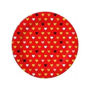 Talíř PAPÍROVÉ TALÍŘKY XOXO ČERVENÉ VALENTÝNSKÉ 18cm 6 Ks GODAN