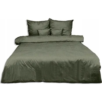 Povlečení Povlečení damaškové 160x200 zelené olivové jednobarevné proužky 1 cm Matex