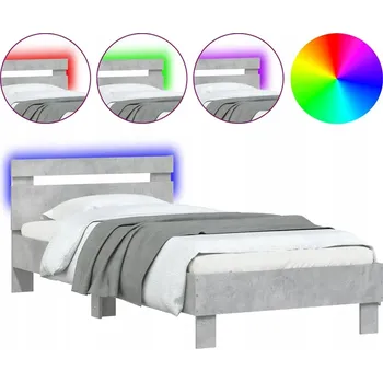 Postel Rám postele s RGB LED podsvícením a čelem, 193x95x70 cm, betonově šedá