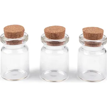 Skleněná lahvička s korkem 20x30 mm Varianta: transparent, Balení: 10 lahv.