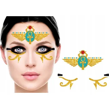 Karnevalový doplněk Samolepky na obličej EGYPŤANKA Bohyně Kleopatra Egypt Karneval ples