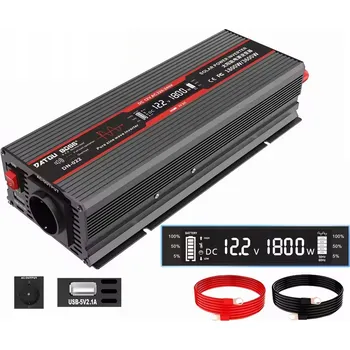 Měnič napětí Měnič Napětí 1800 W/3600 W 12 V Pure SineWave s LCD
