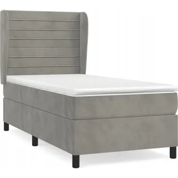 Postel Kontinentální postel s nastavitelným čelem, světle šedá, 203 x 93 x 118/12 cm