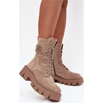 Dámská zimní obuv Dámské zateplené kotníkové boty s ozdobou DA183P Béžová - Seastar béžová 40