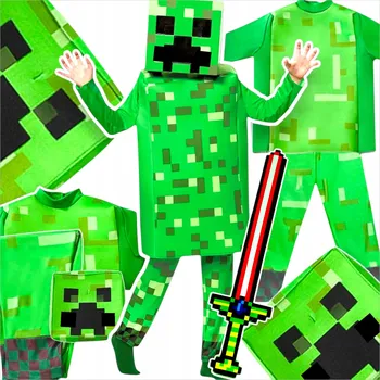 Karnevalový kostým KOSTÝM MINECRAFT PRO CHLAPCE CREEPER SADA MASKA KOSTÝM MEČ