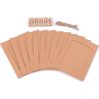 Rám na obraz Rámeček na fotky a obrázky s kolíčkem, sada 10 ks, barva 1 11x15 cm hnědá přírodní