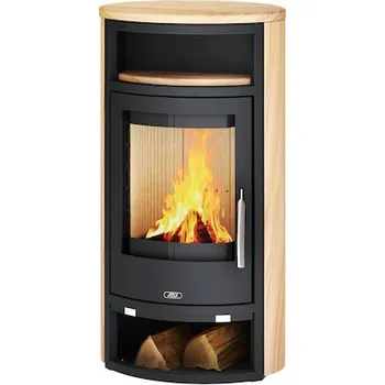 Krbová kamna ABX Polar 6 s kamenným obkladem černý plech a pískovec