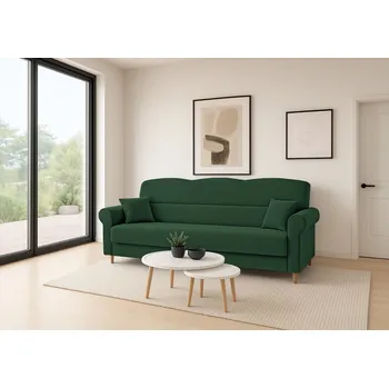 Sedací souprava Třímístná pohovka s úložným prostorem Florine 4 - tmavě zelená