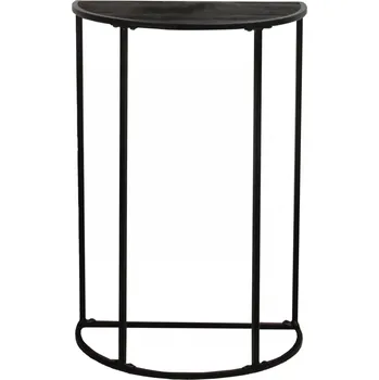 Konferenční stolek KOVOWÝ PŘÍSTĚNNÝ STOLEK ČERNÝ S OZDOBNOU DESKOU na květiny vázu 38x24x58 cm