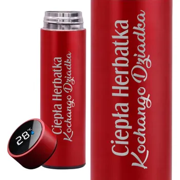 Termoska Termoska Červený s LED Displejem – Dárek ke Dni Dědečka, Pro Milovaného Dědečka