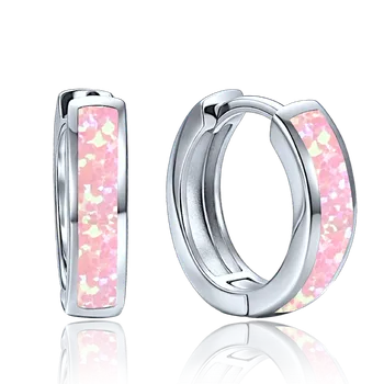 Módní doplněk MINET Elegantní stříbrné náušnice s růžovým opálem