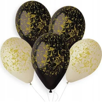 Balónek Latexové Balónky Dekorativní černý latexový krém MARMUR Narozeniny Svatební Hostina 5ks