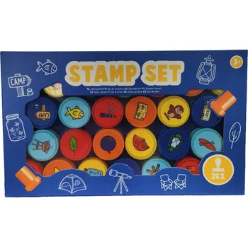 Dětské razítko Sada razítek BIWAK 26 ks, dřevěná razítka