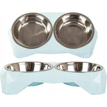 Miska pro psa Dvojitá kovová miska pro psa a kočku 350ml x2 - praktická a odolná