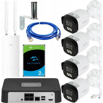 Bezpečnostní kamera Sada monitoringu 4x kamera Tiandy, rekordér, 2TB disk, access point Cudy
