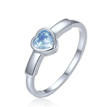 Souprava šperků MINET Decentní stříbrný prsten srdce se světle modrým zirkonem vel. 58