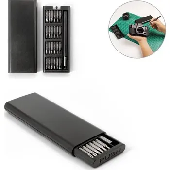 Šroubovák ATOM. Sada šroubováků s různými magnetickými hroty z karbonové oceli, Firemní dárkové předměty s vlastním potiskem