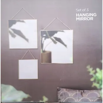 Obraz Nástěnná ZRCADLA VE ZLATÉM RÁMU DEKORATIVNÍ ČTVERCOVÁ 20 30 35 CM 3 KUSY