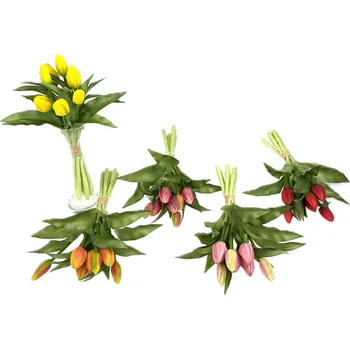 umělá květina Tulipány svazek gumový LUX 31 cm - 7 poupat