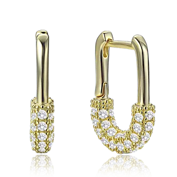 Náušnice MINET Luxusní pozlacené stříbrné náušnice se zirkony