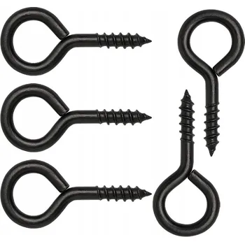 Věšák Šroubovací očkový háček samovrtný 5 cm černý 5 ks Stropní závěs