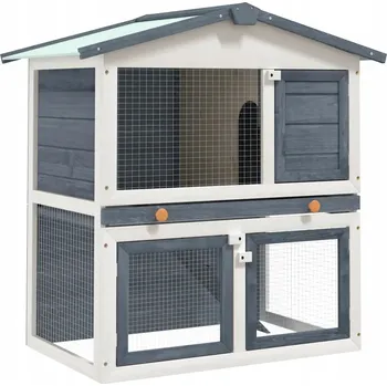 Dvoupatrová dřevěná klec pro králíky, zelená střecha, 94x60x98 cm