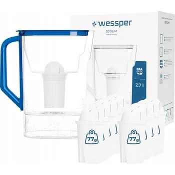 Filtrace vody Filtrační konvice Wessper D3 SLIM 2,7l modrá + 10x filtr