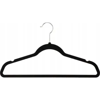 Věšák VĚŠÁK NA OBLEČENÍ SAMETOVÝ PROTISKLUZOVÝ kovový háček ČERNÝ 1 ks