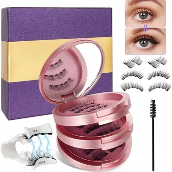 Umělé řasy MAGNETICKÉ ŘASY 3D UMĚLÉ DLOUHÉ SADA 8 PÁRŮ + PINZETA ZRCÁTKO