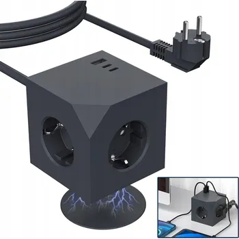 Napájecí kabel PRODLUŽOVACÍ KOSTKA NAPÁJECÍ 2 USB-C + 1 USB-A 3 ZÁSUVKY SMART LIŠTA