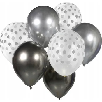 Balónek Godan Sada latexových balónků - chromovaná stříbrná 7 ks - 30 cm