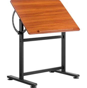 Vevor Kreslící stůl nastavitelný 0°–90° přenosný, černý h rám, hnědá deska