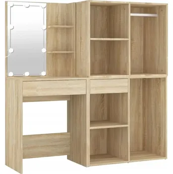 Toaletní stolek Toaletní Stolek s LED osvětlením, dub sonoma, 60 x 40 x 140 cm