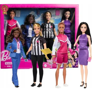 Panenka BARBIE SADA 4 LALEK SE SPORTOVNÍMI PROFESEMI + 9 doplňků HKT80