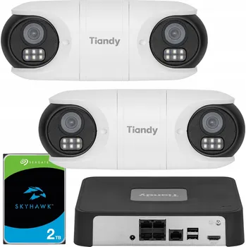 Bezpečnostní kamera Sada pro monitoring 2x kamera Tiandy Dual 2Mpx PoE, rekordér a disk 2TB